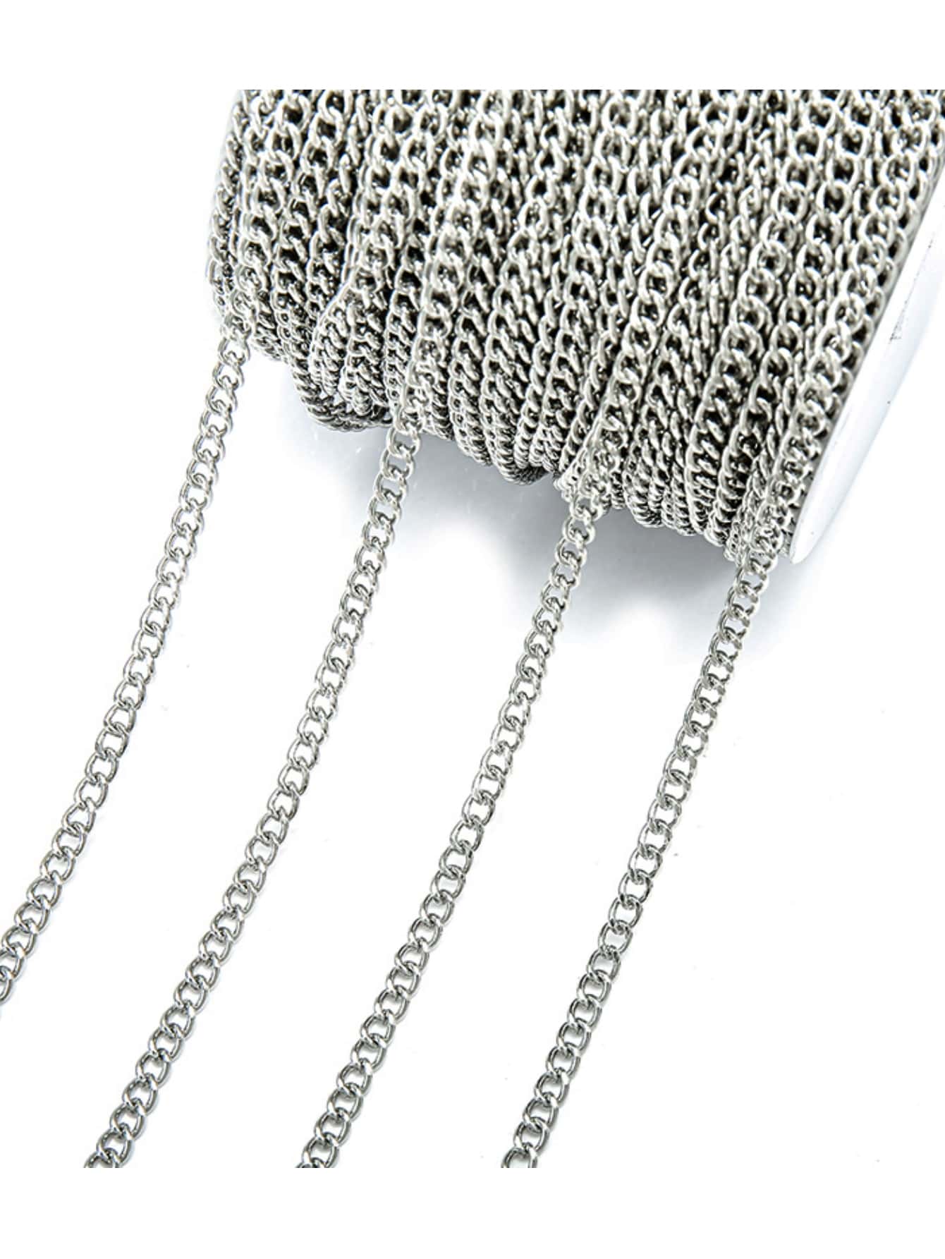 yuenz 1 pieza Cadena encriptada ordinaria de hierro de 2m, joyería, cadena básica de Metal, accesorios Diy - Plata Gris - Ver 1