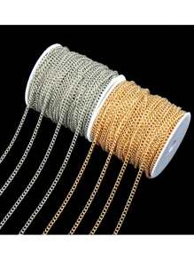 yuenz 1 pieza Cadena encriptada ordinaria de hierro de 2m, joyería, cadena básica de Metal, accesorios Diy - Plata Gris - Ver 3