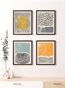 4pcs Phong cách Bohemian Vẽ bằng tay Trừu tượng Hình học Sợi dây Đại dương bờ biển Nghệ thuật tranh sơn dầu In Đối với Phòng khách & Phòng ngủ , Có thể tái sử dụng Có thể tháo rời Trang trí tường Không có Khung - Nhiều màu - Xem 7