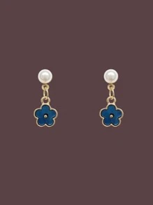 European & American Personalized Fashionable New Design Delicate Lady's Floral Dangle Earrings, 1 Pair - Blue - View 6