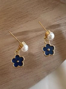 European & American Personalized Fashionable New Design Delicate Lady's Floral Dangle Earrings, 1 Pair - Blue - View 4