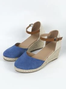 NỮ Espadrille Dây đeo mắt cá chân Giày Wedge Court , Kỳ nghỉ Ngoài trời Faux Suede Giày dép - Màu xanh lam - Xem 2