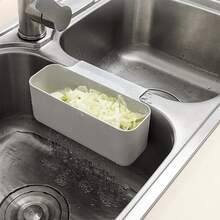 Sink Kitchen Residue Drain Basket Long Drainage Storage Box - Grey - View 2