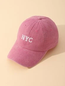 Women's Letter Nyc Distressed Baseball Cap - Pink - View 2