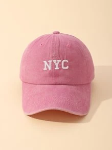 Women's Letter Nyc Distressed Baseball Cap - Pink - View 1