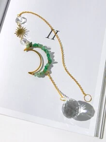 1入組水晶裝飾掛飾帶月長石和太陽形狀吊墜,陽台,花園裝飾用品 - 彩色 - 查看 3