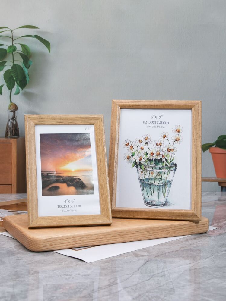 1 stuk Scandinavische Stijl Minimalistisch Houten Fotolijst Voor Thuis Decoraties - Chocolade bruin - Bekijken 1