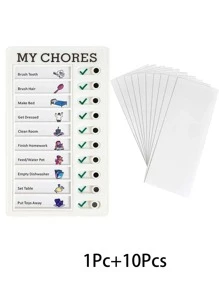 10入組+1入組/套白色便攜雜務備忘錄板,至清單板可拆卸可重複使用塑膠DIY訊息家庭旅行規劃 - 白色 - 查看 4