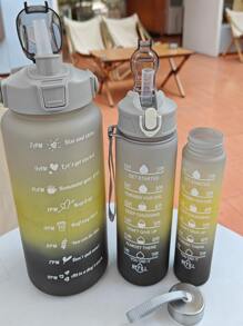 1个2升/750毫升/300毫升大容量粉色渐变PC水瓶，运动健身便携吸管杯，适合居家、旅行和户外活动 - 粉色 - 查看 3