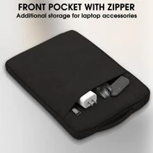 1 Pc Premium Laptop Sleeve Bag - Compatible With Books,  Pro M1, Surface, ,  HP - Polyester Case With Pocket - Black - Black - View 8