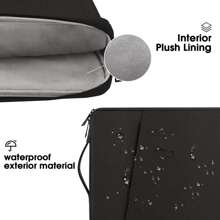 1 Pc Premium Laptop Sleeve Bag - Compatible With Books,  Pro M1, Surface, ,  HP - Polyester Case With Pocket - Black - Black - View 4