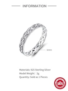 1 pieza plata esterlina Anillo para Mujer boda Bisutería fino anillos - Tamaño de plata7 - Ver 4