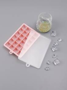 1入組24格矽膠冰塊模具帶蓋粉色 - 粉色 - 查看 1