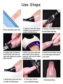 FULL BEAUTY 26入組/套延伸凝膠套裝丙烯酸凝膠套裝,假指甲弧形3色uv凝膠透明指甲剪刀刷美甲工具,適用於初學者