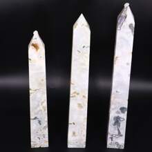 自然治癒晶體水草玉大型塔狀物，長10.6-17.3英寸（約27-44厘米），重量約2磅，苔玉單點治癒晶體塔，綠色水草玉6面完美晶體柱，用於家居裝飾及查克拉能量修復 - 彩色 - 查看 2