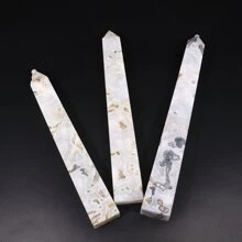 自然治癒晶體水草玉大型塔狀物，長10.6-17.3英寸（約27-44厘米），重量約2磅，苔玉單點治癒晶體塔，綠色水草玉6面完美晶體柱，用於家居裝飾及查克拉能量修復 - 彩色 - 查看 3