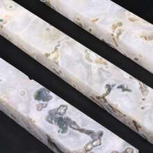 自然治癒晶體水草玉大型塔狀物，長10.6-17.3英寸（約27-44厘米），重量約2磅，苔玉單點治癒晶體塔，綠色水草玉6面完美晶體柱，用於家居裝飾及查克拉能量修復 - 彩色 - 查看 7