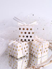 10/20Pcs Gold Dots White Gift Candy Box Bulk With Gold Dots With Ribbon Party Favor Box Packaging Box Souvenirs - Multicolor - View 5