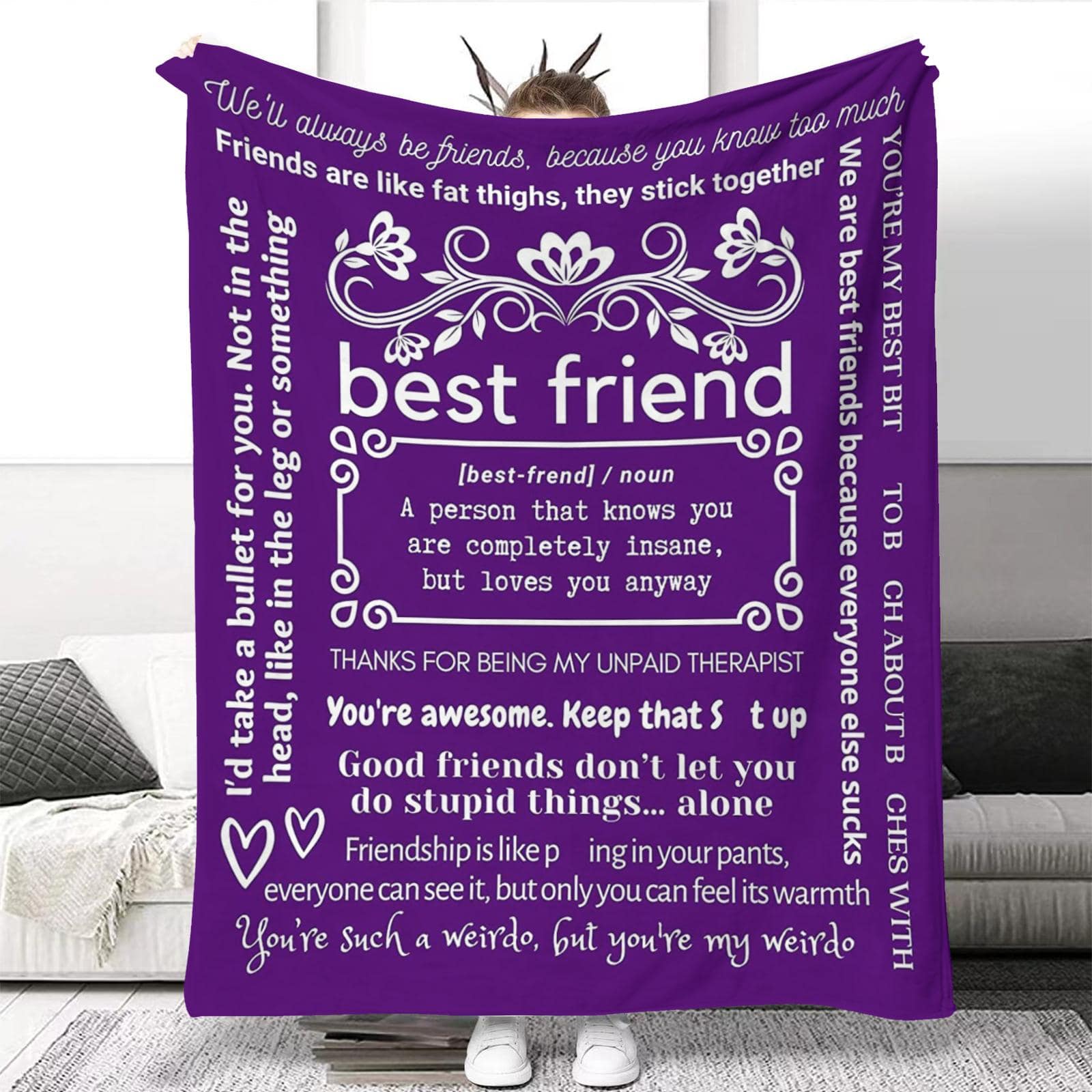 Funny Best Friend Blanket Birthday Gift For Female Best Friend Unique 