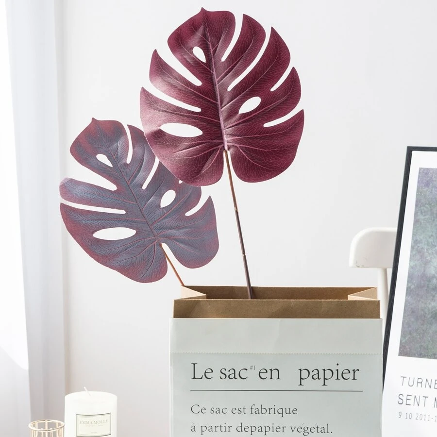 1入組大人造龜後樹葉支裝飾用品適用於牆,婚禮,家庭,晚餐房間,臥室,浴室,窗戶,戶外花園,新年,生日,派對,學校教室 - 中紫紅色 - 查看 1