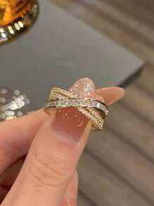 1 Miếng Tinh tế Hợp kim kẽm Khối Zirconia  Trang trí Thánh giá Vòng cửa tay áo Đối với phụ nữ Để Trang Trí Hàng Ngày - Vàng - Xem 2