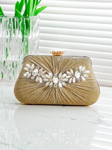 Bolso de noche con diseño de diamante de imitación dorado , adecuado para fiestas - Dorado - Ver 1