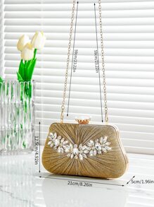 Bolso de noche con diseño de diamante de imitación dorado , adecuado para fiestas - Dorado - Ver 2