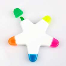 1支五角星形荧光笔，5种颜色，方便书写、旅行和商务旅行计划返回学校 - 彩色 - 查看 1