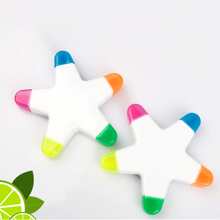 1支五角星形荧光笔，5种颜色，方便书写、旅行和商务旅行计划返回学校 - 彩色 - 查看 5