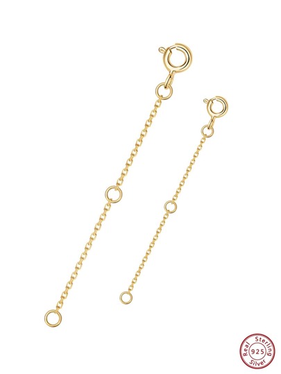 One Piece Of 6cm And One Piece Of 9cm Sterling Silver Gold-Plated Extension Chain Necklace Bracelet Jewelry Auxiliary Lengthening Function DIY Accessories