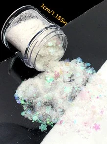 花朵、蝴蝶、心形指甲藝術亮片裝飾 - 白色 - 查看 2