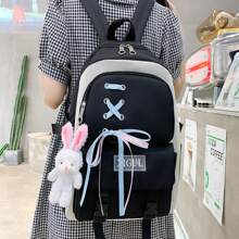 4pcs Nylon Bowknot Decorated College Style Combination Set - Black - View 6