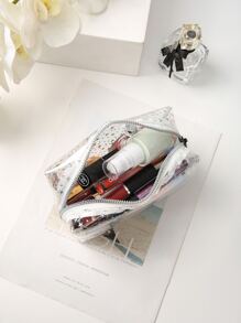 3 chiếc túi đựng mỹ phẩm lưới nylon kiểu dáng đơn giản màu đen dung tích lớn chống thấm nước du lịch tiện lợi túi đựng đồ du lịch - Trong sáng - Xem 7