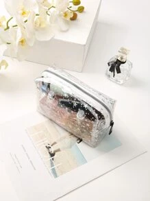 3 chiếc túi đựng mỹ phẩm lưới nylon kiểu dáng đơn giản màu đen dung tích lớn chống thấm nước du lịch tiện lợi túi đựng đồ du lịch - Trong sáng - Xem 4