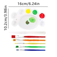 7入組水彩刷DIY畫筆套裝糖果彩色塑膠手柄粘液刀顏色混合調色板帶1入組刷 - 彩色 - 查看 3