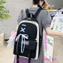 4pcs Nylon Bowknot Decorated College Style Combination Set - Black - View 8