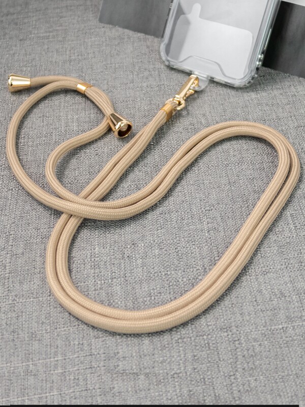 Universal Cell Phone Lanyard with Adjustable Crossbody Detachable Nylon Neck Strap Patch with Transparent Clear Pads for Most Smartphones Beige