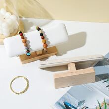 Solid Wood Single Layer Display Stand For Watch, Bracelet And Jewelry Storage And Organizing, Used At Booths Or Live Broadcasts - white leather solid wood necklace holder - View 2