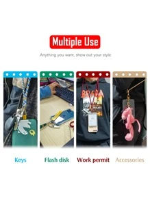 通用手机挂绳，配有可调节斜挎可拆卸尼龙颈带贴片和透明垫，适用于大多数智能手机 - 寶藍色 - 查看 5