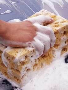 1 pieza Esponja unicolor suave lavado de autos - Amarillo - Ver 3