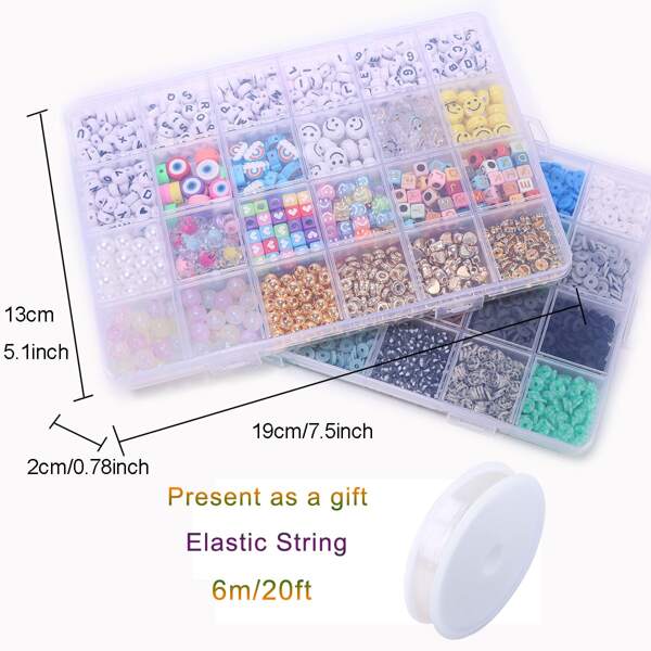 Clay Beads Bracelet Making Kit, Preppy Friendship Flat Polymer Heishi