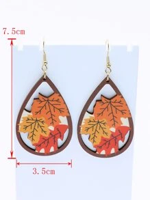 1 đôi Của lá phong Bằng gỗ Của phụ nữ Mùa thu Hoa tai - Nhiều màu - Xem 4