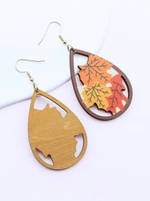 1 đôi Của lá phong Bằng gỗ Của phụ nữ Mùa thu Hoa tai - Nhiều màu - Xem 3