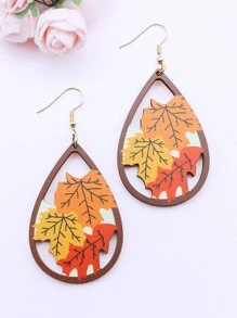 1 đôi Của lá phong Bằng gỗ Của phụ nữ Mùa thu Hoa tai - Nhiều màu - Xem 2