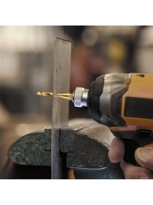 6pcs/set Titanium Coated Hss Composite Drill Bit Set With 1/4\"" Hex Shank, Spiral Flute For Deburring & Countersinking In Metalworking