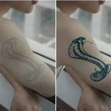 4入组/套龍和蛇臨時紋身貼適合男人及女人,時尚,防水和防汗 - 黑與白 - 查看 7