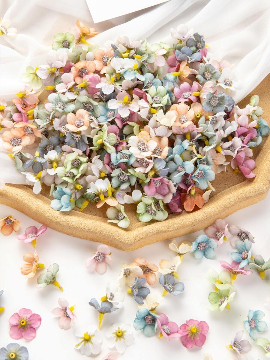 100/200朵混色人造迷你雏菊，适用于DIY花环、糖果盒装饰、新娘腕花、胸花、头饰、家居装饰、情人节、生日派对蛋糕装饰、秋季装饰 - 彩色 - 查看 1