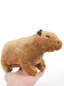 水豚鼠長毛絨玩偶卡通玩偶桌面裝飾 - 摩卡棕 - 查看 5