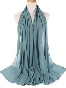 1入組素色泡泡頭巾女士柔軟圍巾適用於頭覆蓋和時尚配件 - 綠色 - 查看 2