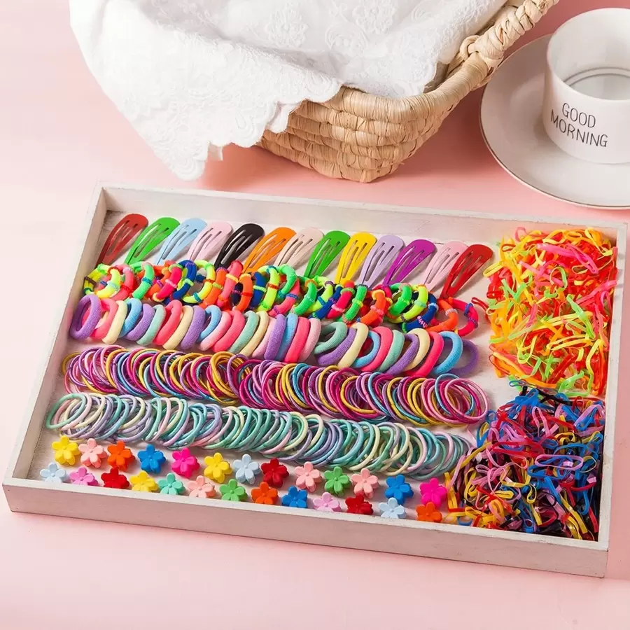 780件套女孩发饰套装 - 发夹、发圈、发带、发饰，可爱日常发型配件，礼盒装 - 彩色 - 查看 1